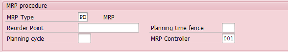Fragment of MRP1 View in SAP Material Master