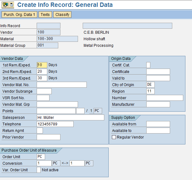 The Client Level View of SAP Info Record