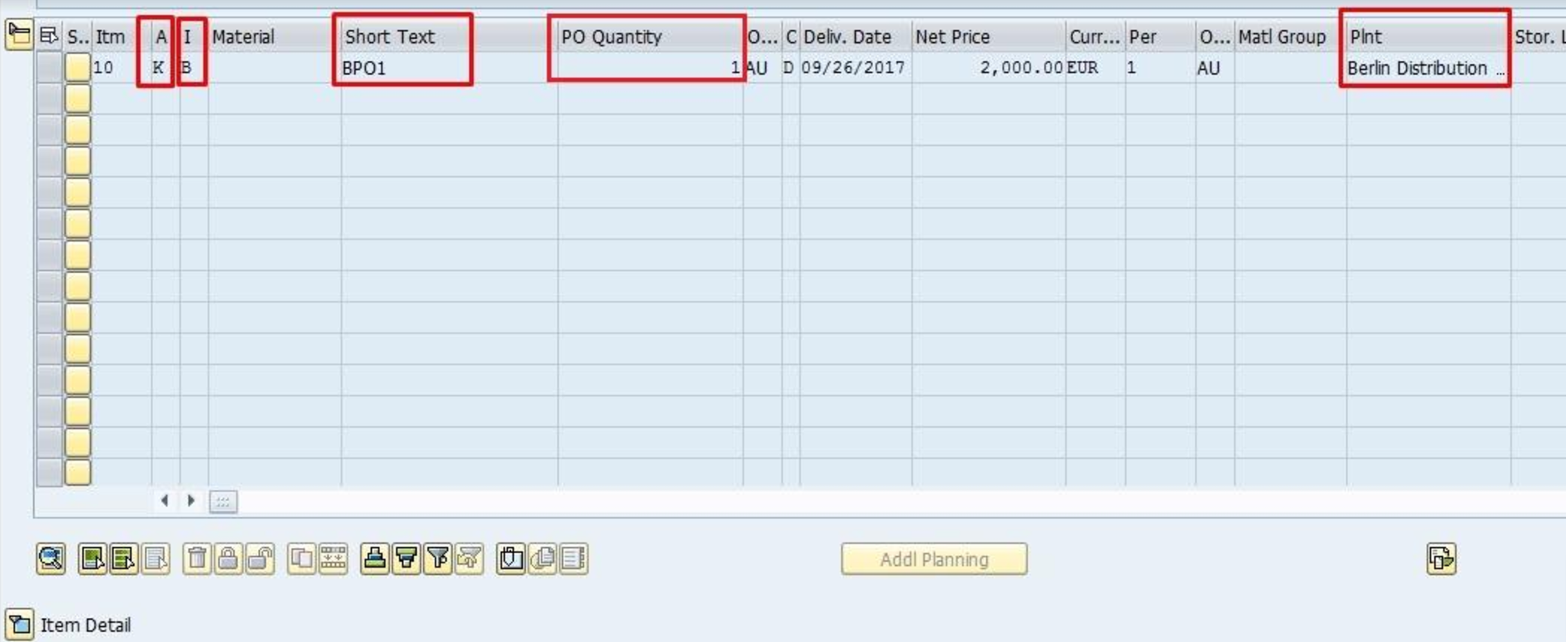 sap po report with account assignment